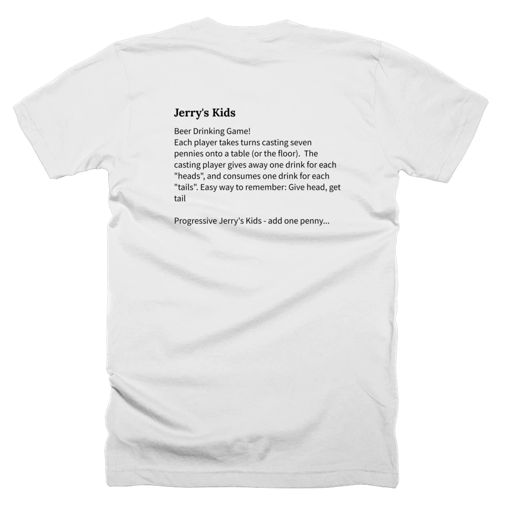 T-shirt with a definition of 'Jerry's Kids' printed on the back