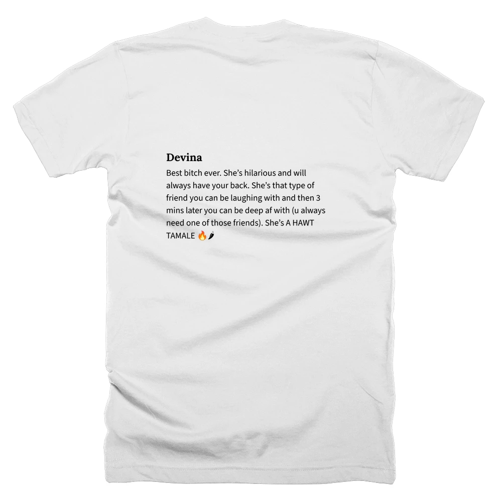 T-shirt with a definition of 'Devina' printed on the back