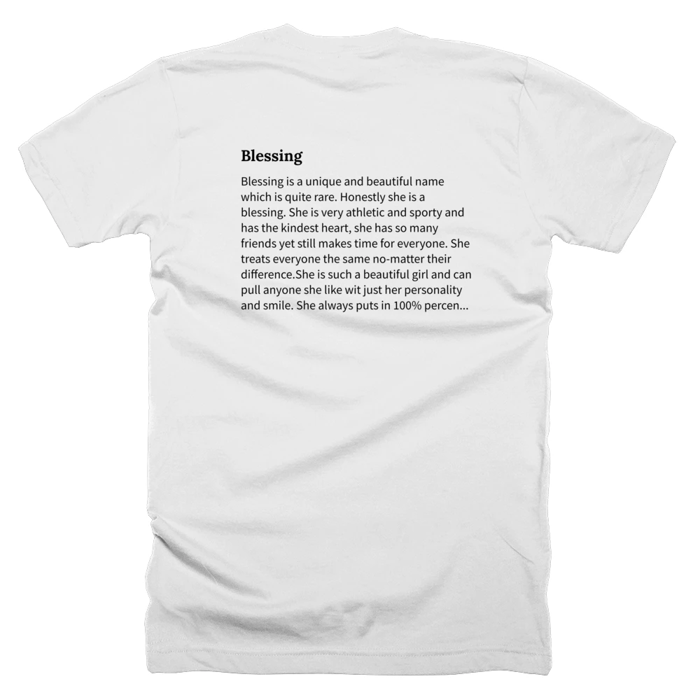 T-shirt with a definition of 'Blessing' printed on the back