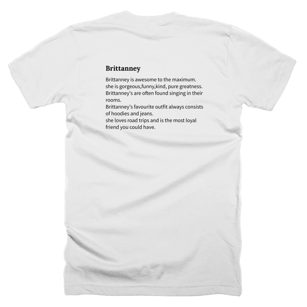 T-shirt with a definition of 'Brittanney' printed on the back