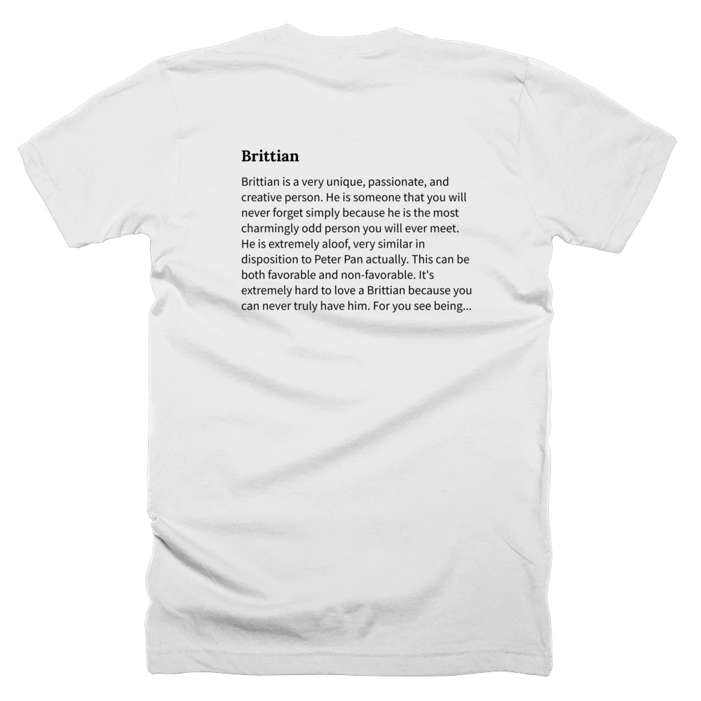 T-shirt with a definition of 'Brittian' printed on the back