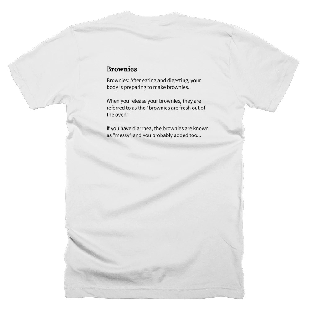 T-shirt with a definition of 'Brownies' printed on the back