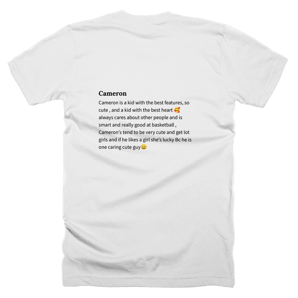 T-shirt with a definition of 'Cameron' printed on the back