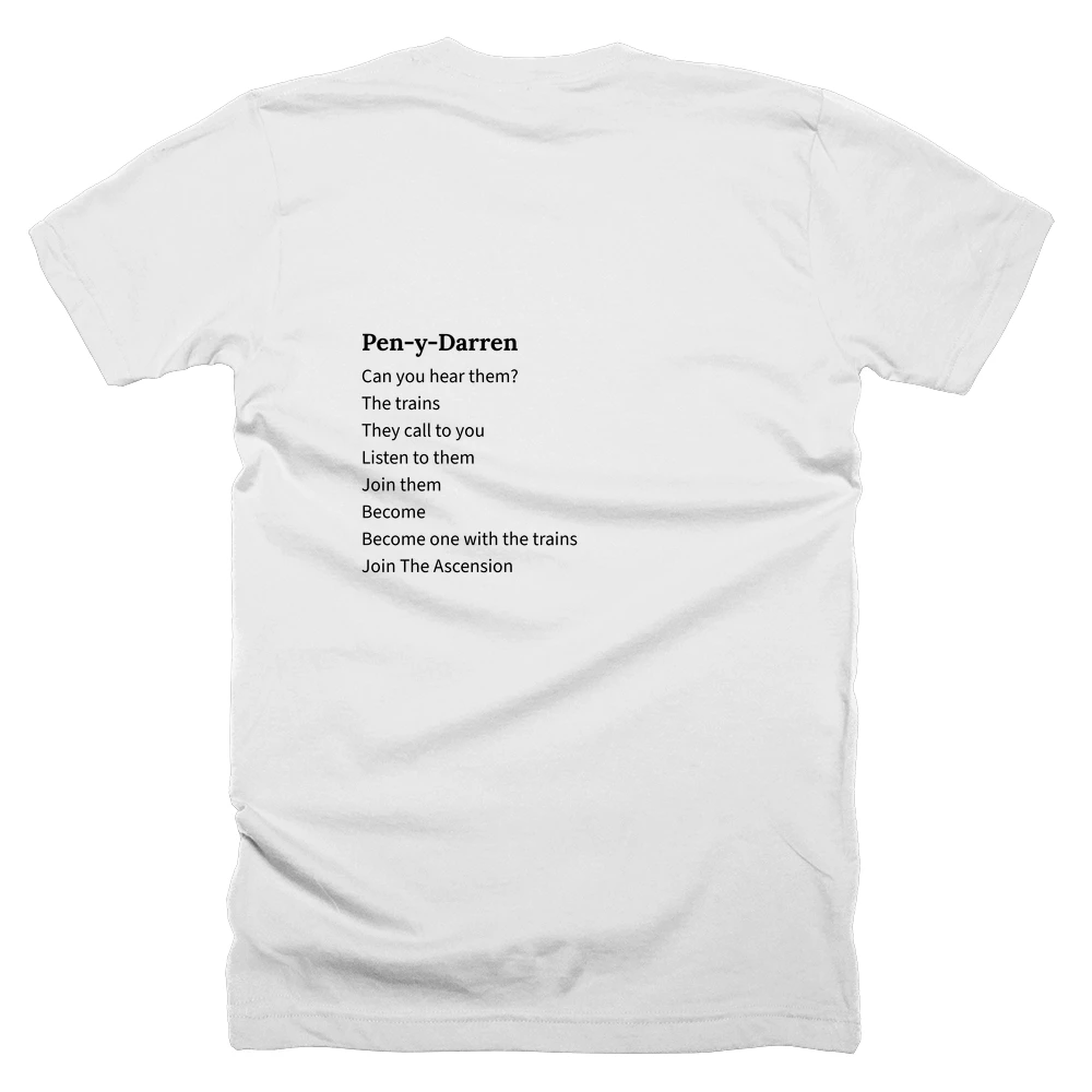 T-shirt with a definition of 'Pen-y-Darren' printed on the back