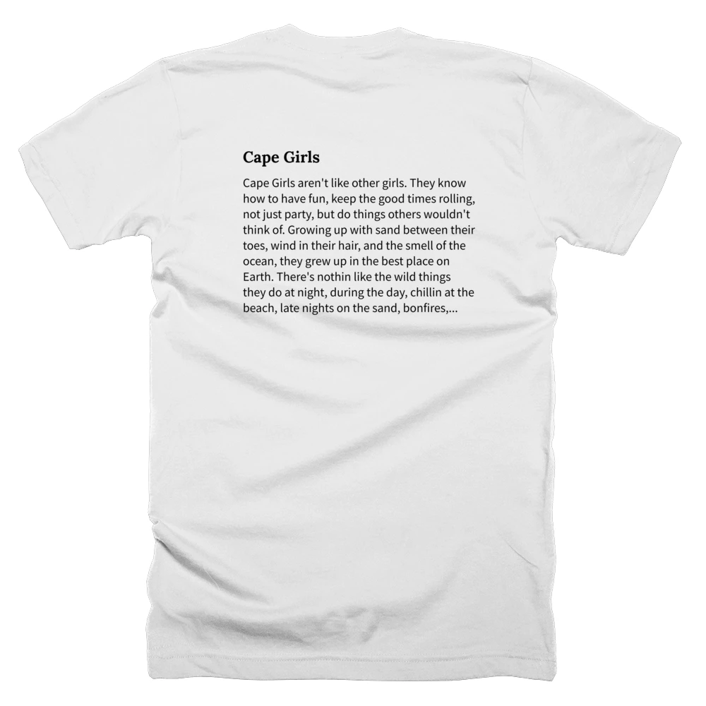 T-shirt with a definition of 'Cape Girls' printed on the back