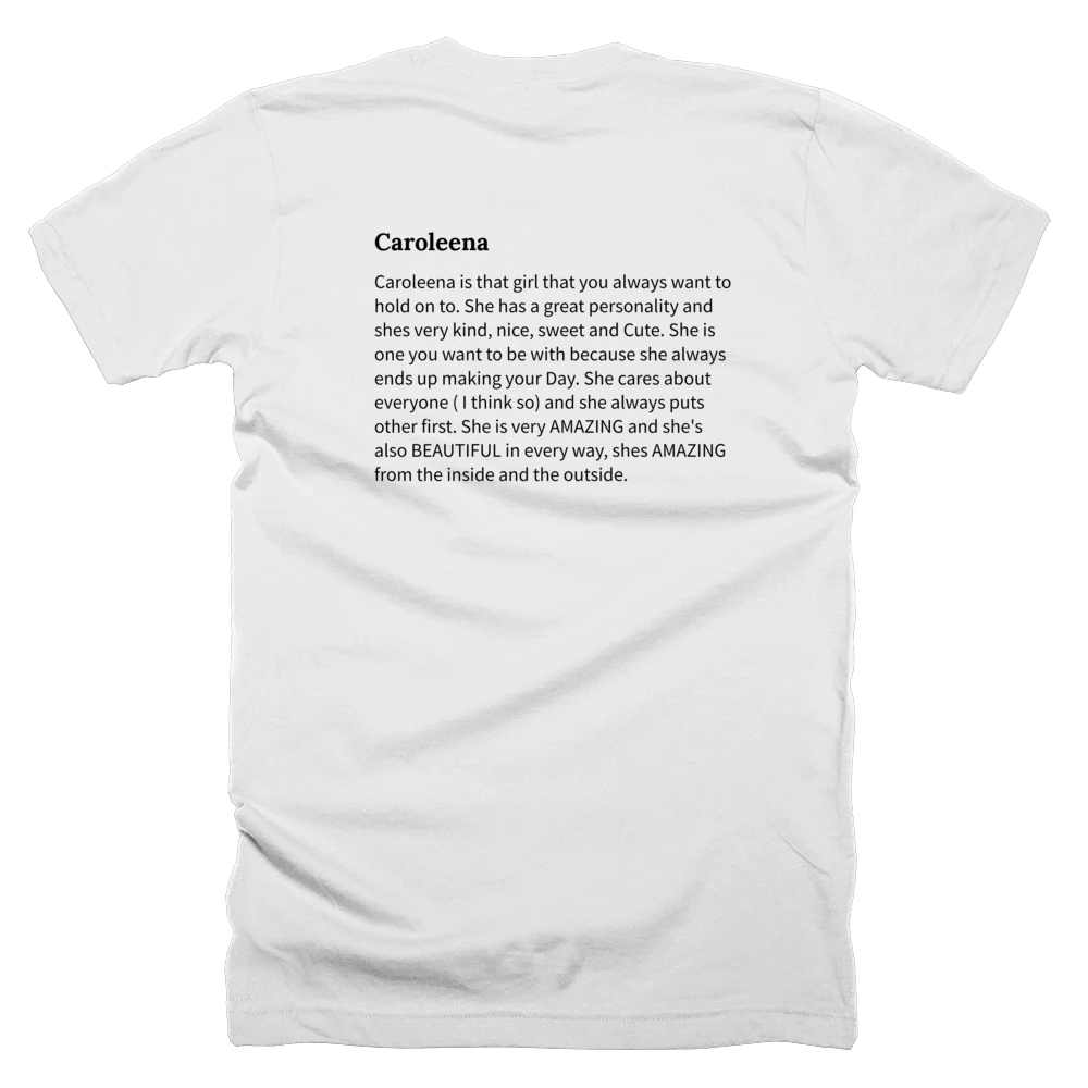 T-shirt with a definition of 'Caroleena' printed on the back