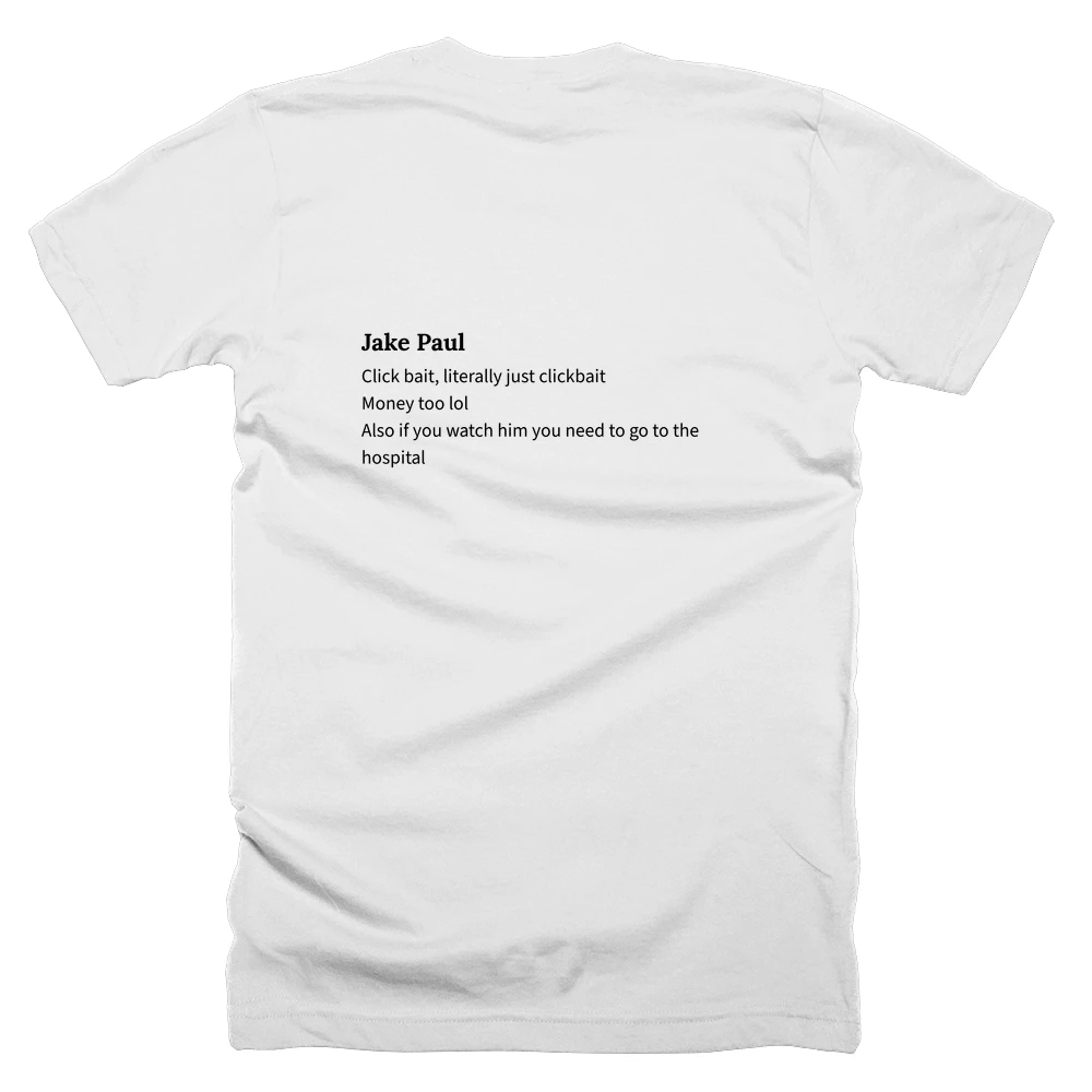 T-shirt with a definition of 'Jake Paul' printed on the back