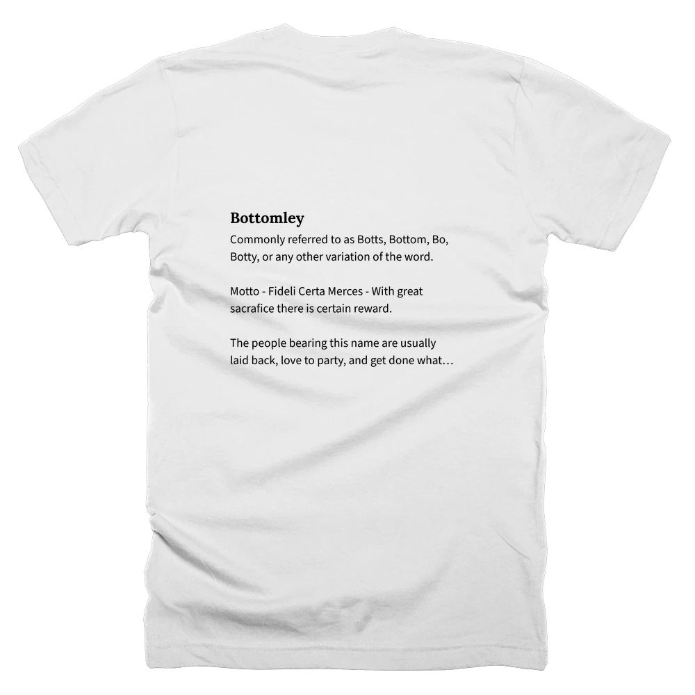 T-shirt with a definition of 'Bottomley' printed on the back