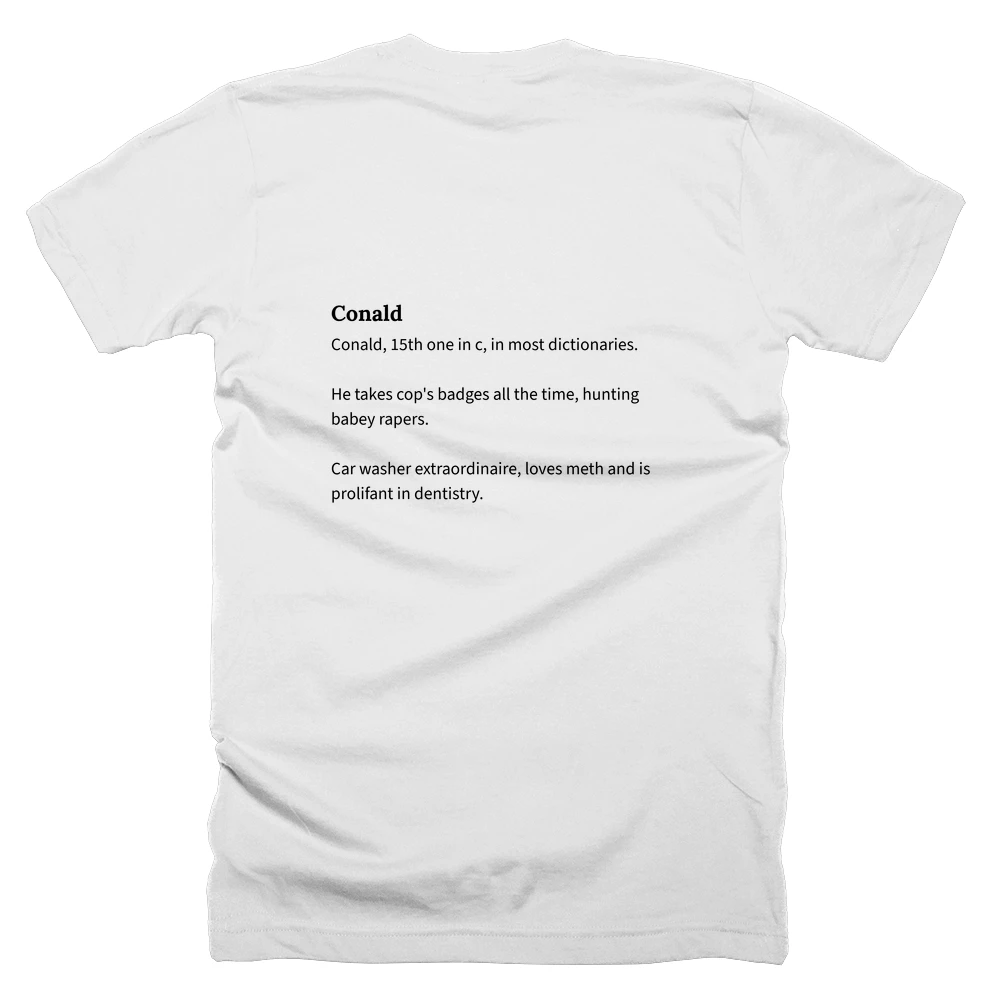 T-shirt with a definition of 'Conald' printed on the back