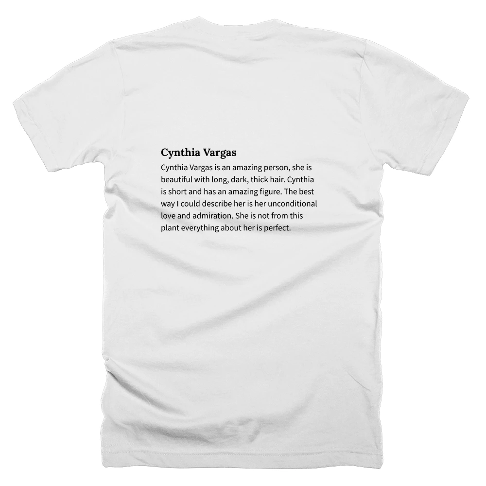 T-shirt with a definition of 'Cynthia Vargas' printed on the back