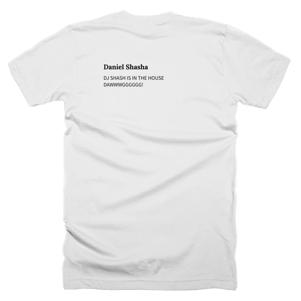T-shirt with a definition of 'Daniel Shasha' printed on the back