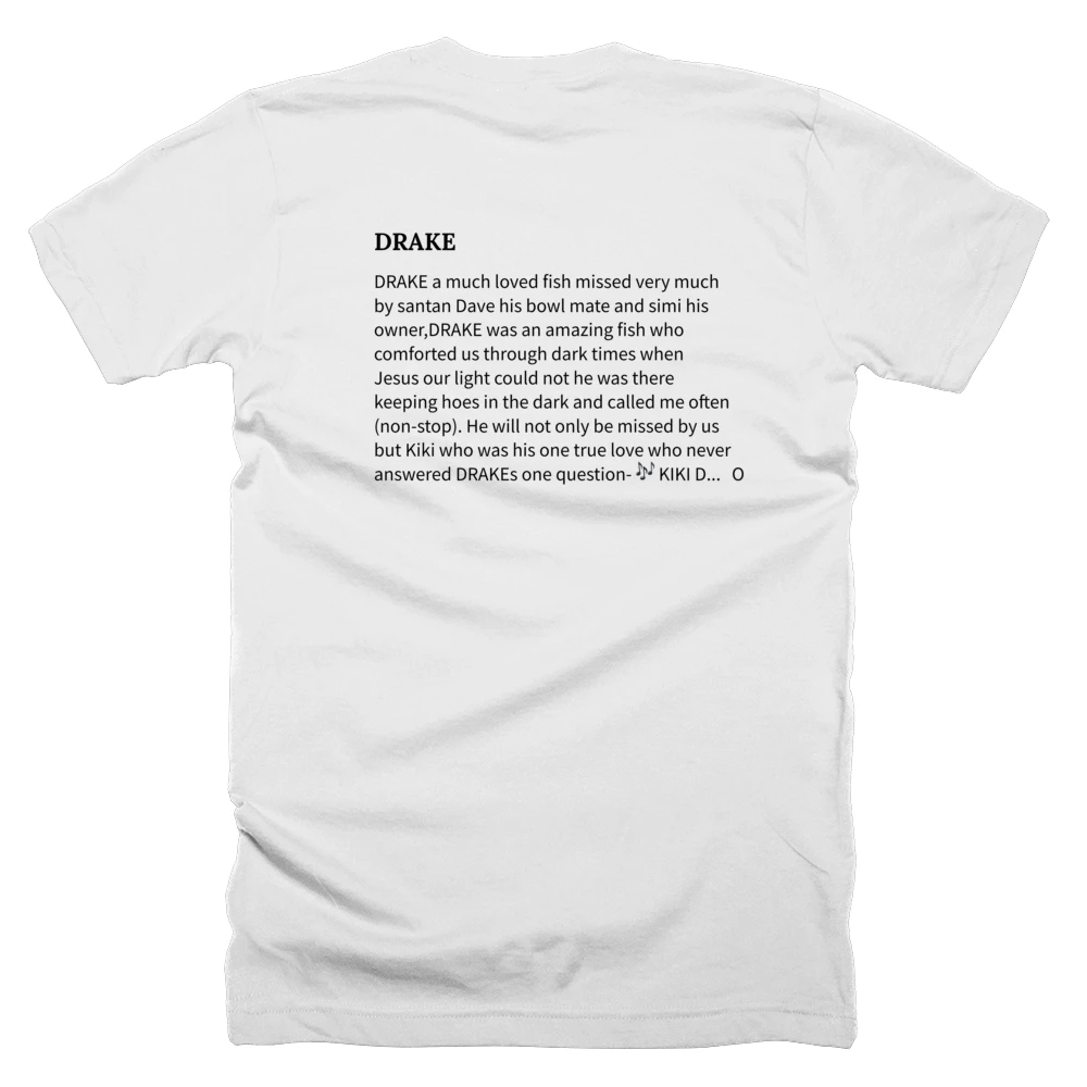T-shirt with a definition of 'DRAKE' printed on the back