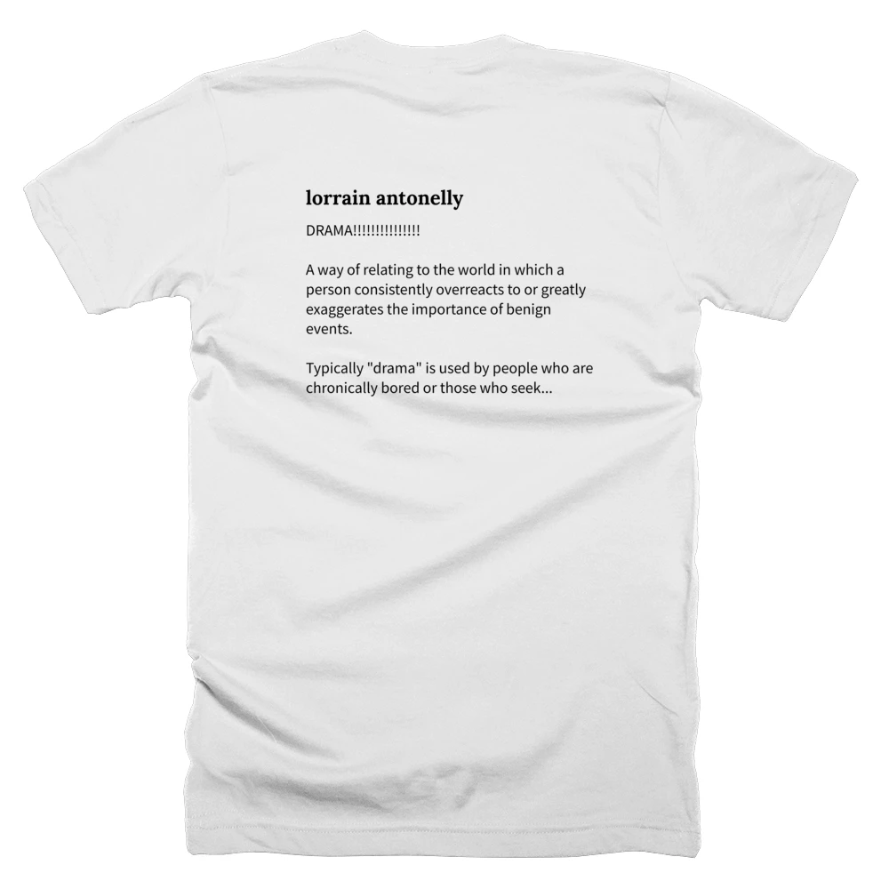 T-shirt with a definition of 'lorrain antonelly' printed on the back