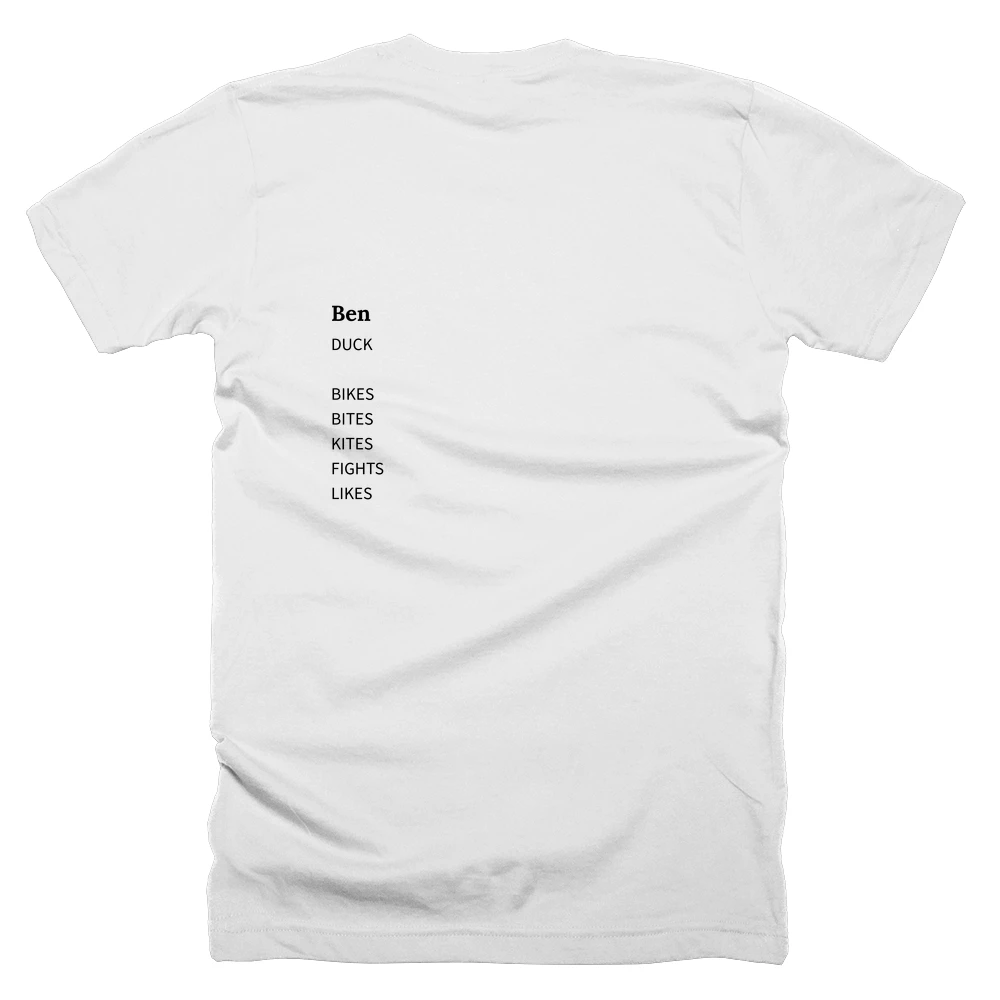 T-shirt with a definition of 'Ben' printed on the back