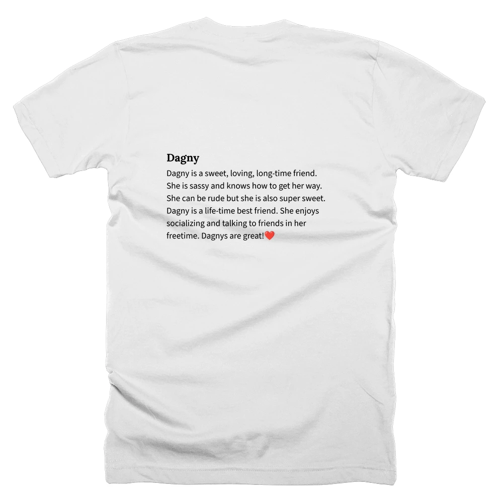 T-shirt with a definition of 'Dagny' printed on the back