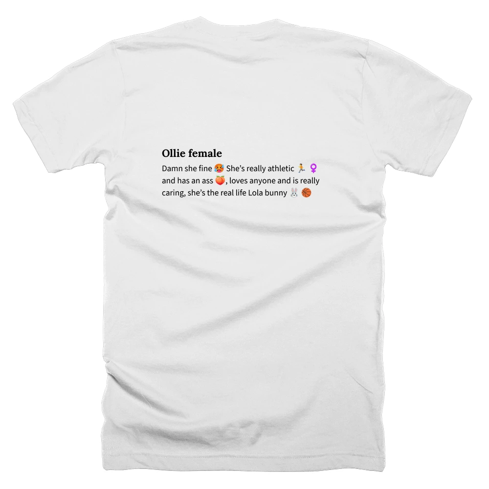 T-shirt with a definition of 'Ollie female' printed on the back