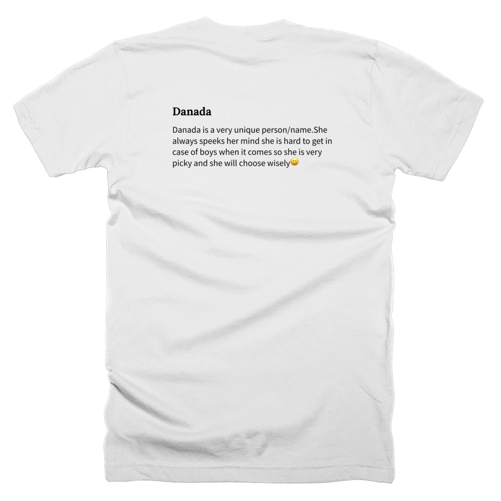 T-shirt with a definition of 'Danada' printed on the back