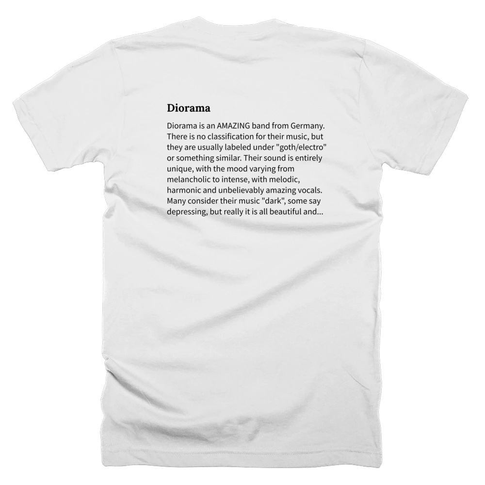T-shirt with a definition of 'Diorama' printed on the back