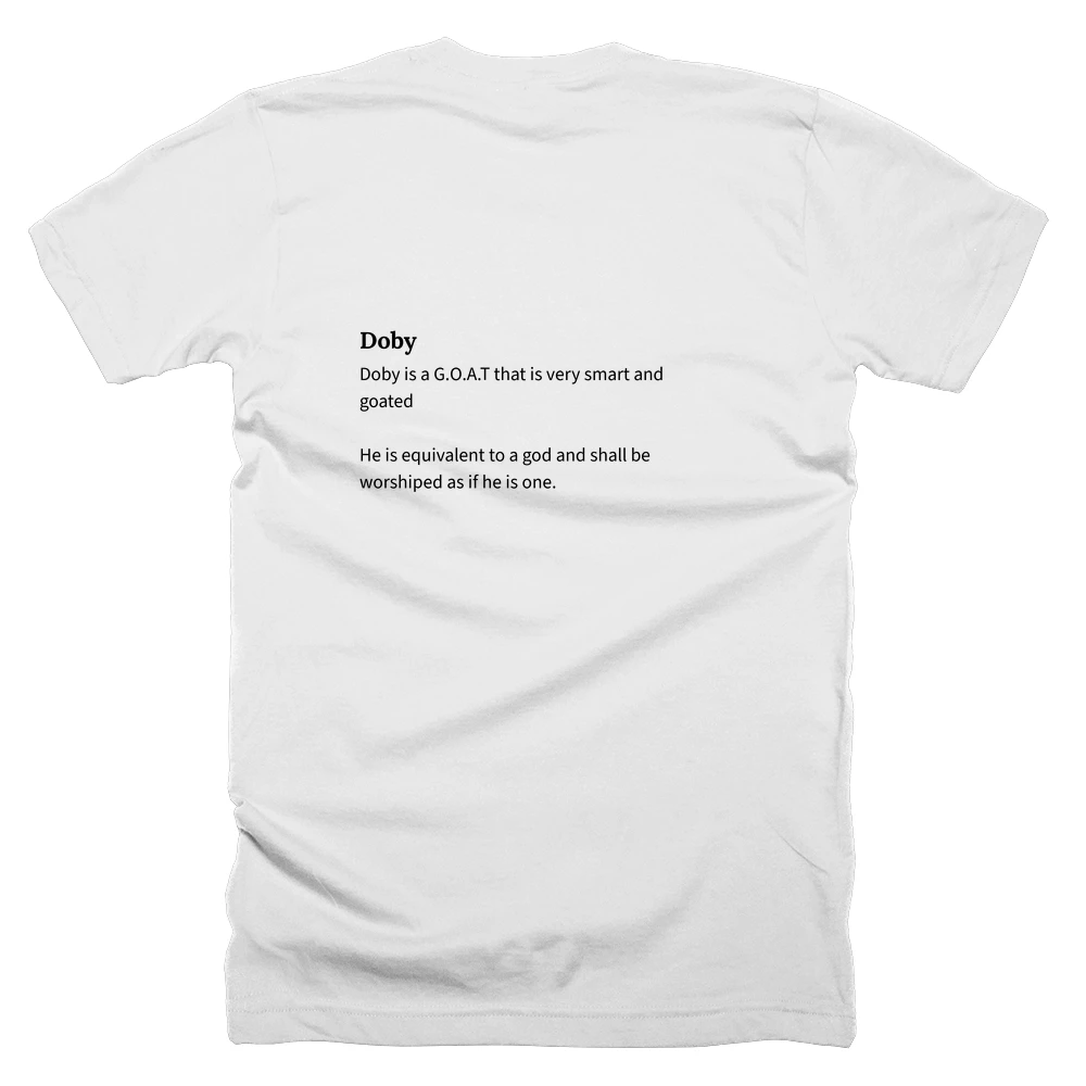 T-shirt with a definition of 'Doby' printed on the back