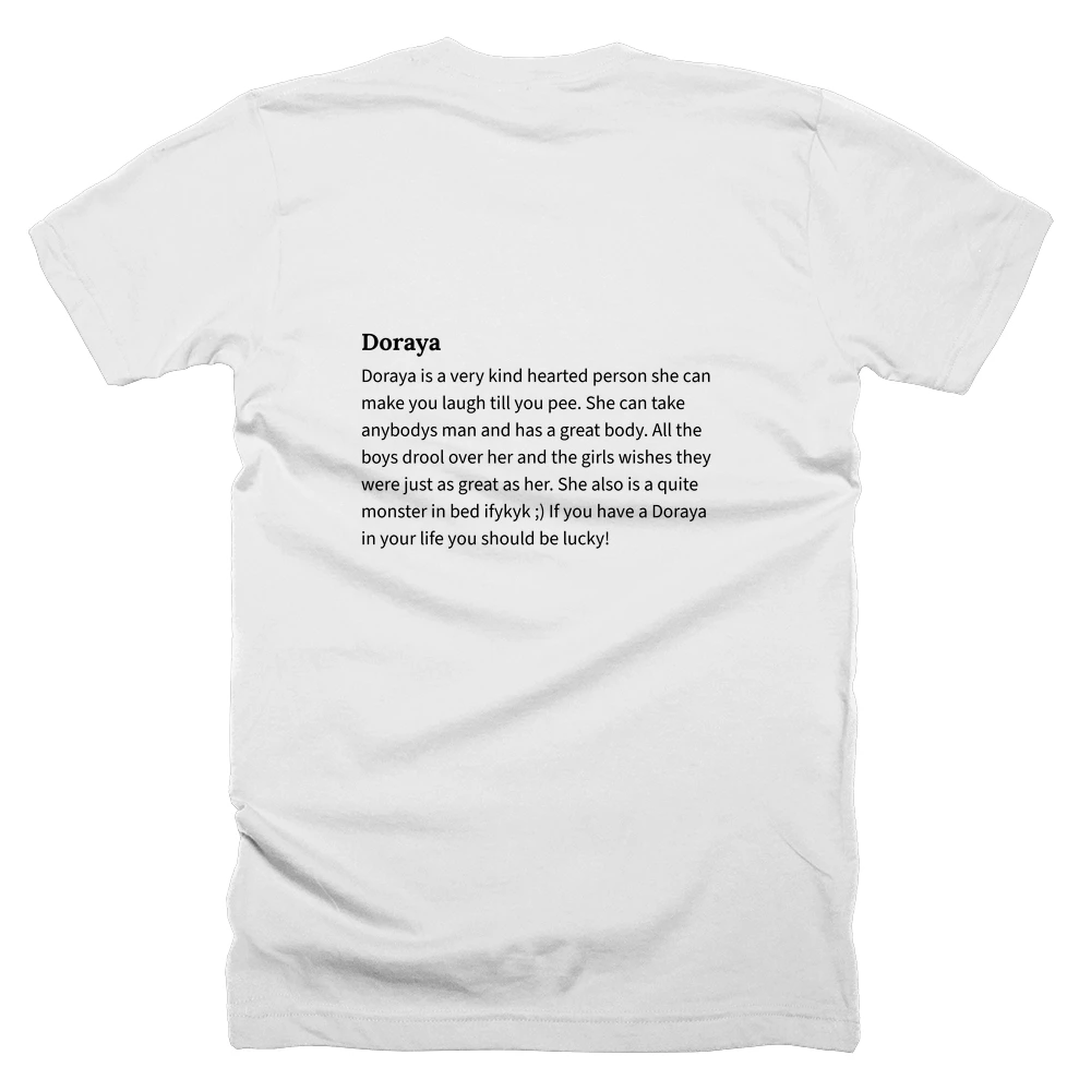 T-shirt with a definition of 'Doraya' printed on the back