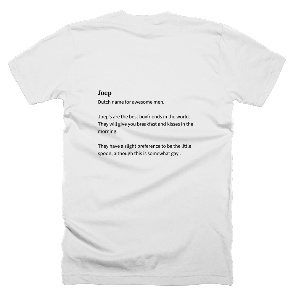 T-shirt with a definition of 'Joep' printed on the back