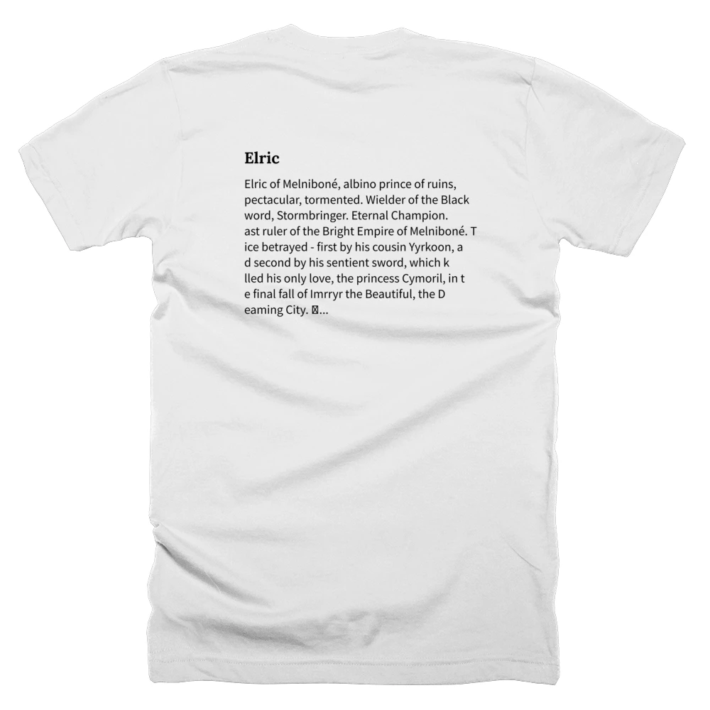 T-shirt with a definition of 'Elric' printed on the back