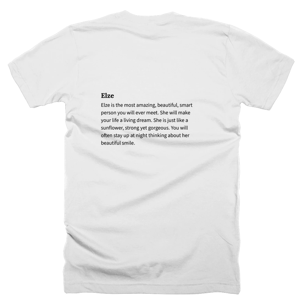 T-shirt with a definition of 'Elze' printed on the back