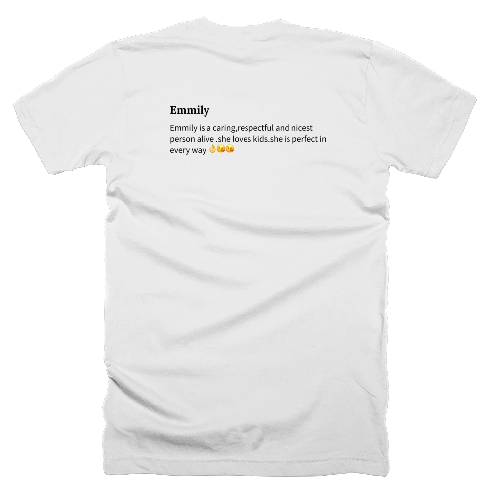 T-shirt with a definition of 'Emmily' printed on the back