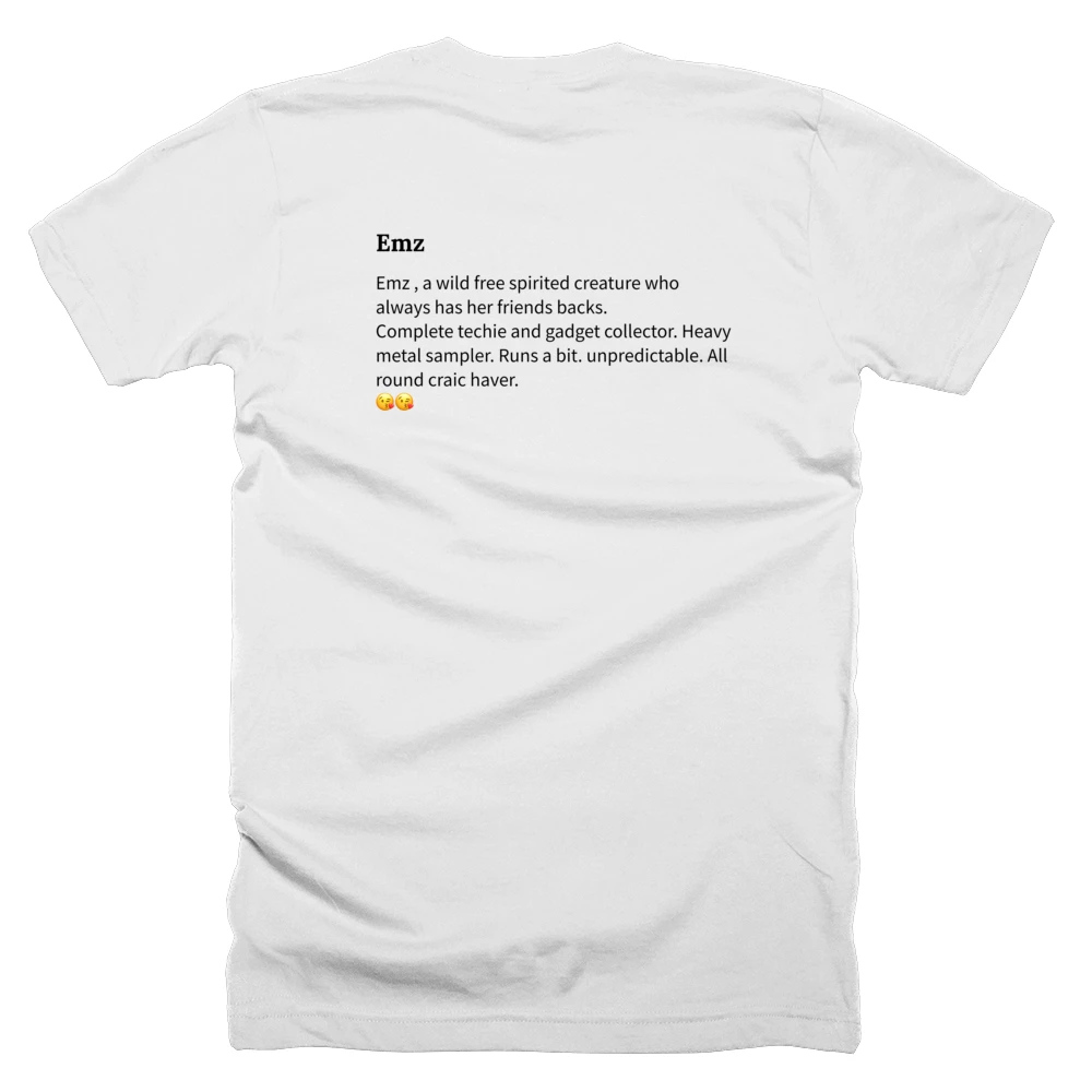 T-shirt with a definition of 'Emz' printed on the back