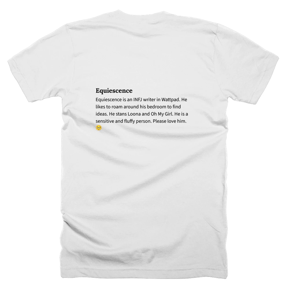 T-shirt with a definition of 'Equiescence' printed on the back