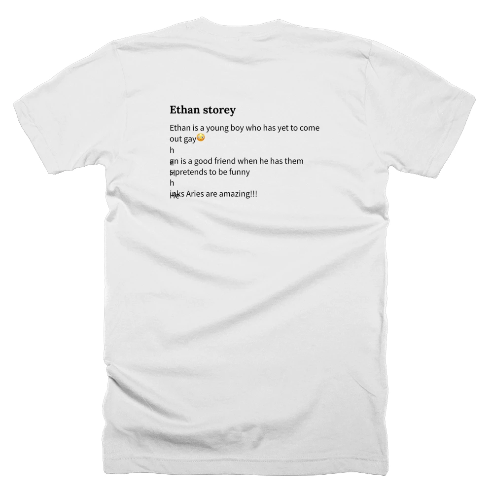 T-shirt with a definition of 'Ethan storey' printed on the back