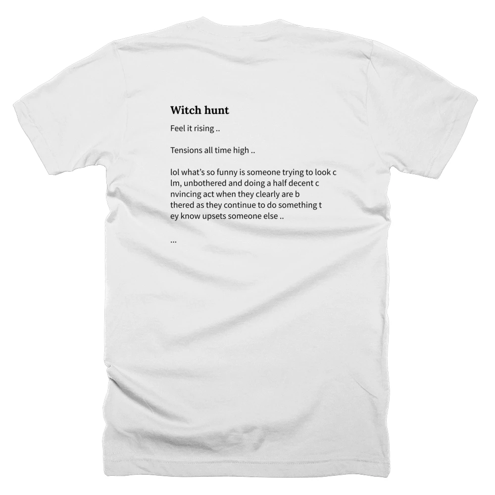 T-shirt with a definition of 'Witch hunt' printed on the back
