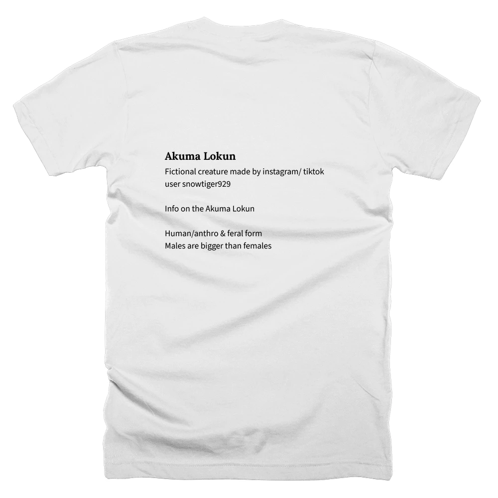 T-shirt with a definition of 'Akuma Lokun' printed on the back