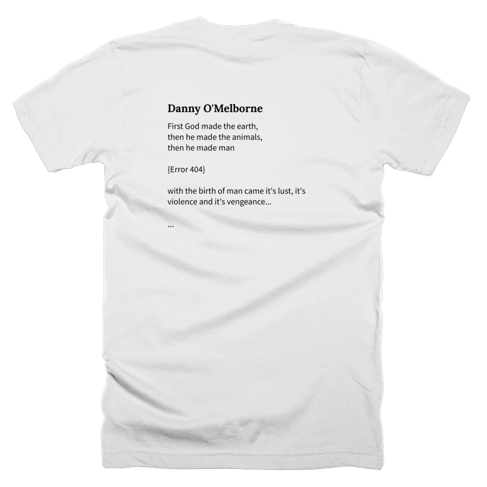 T-shirt with a definition of 'Danny O'Melborne' printed on the back