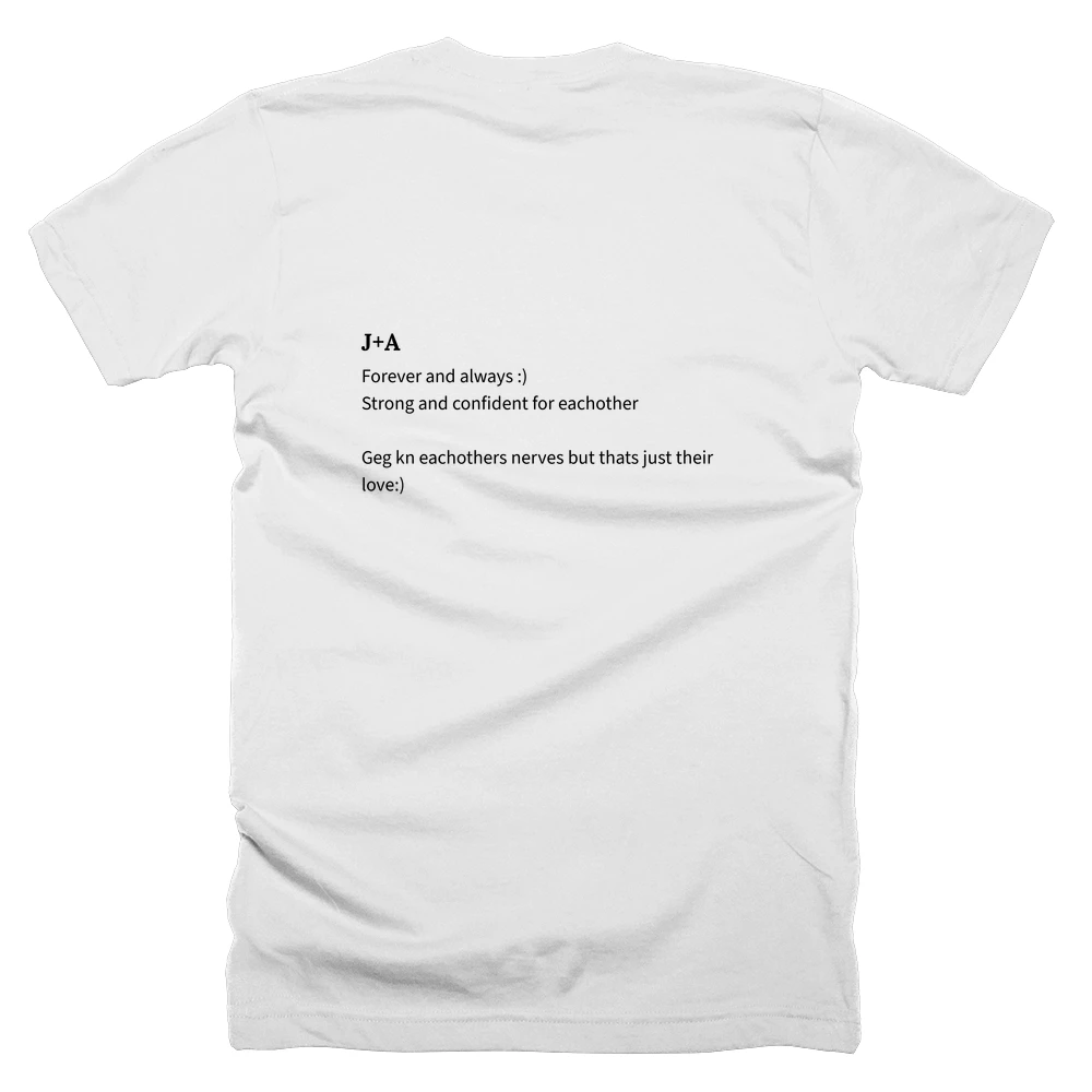 T-shirt with a definition of 'J+A' printed on the back