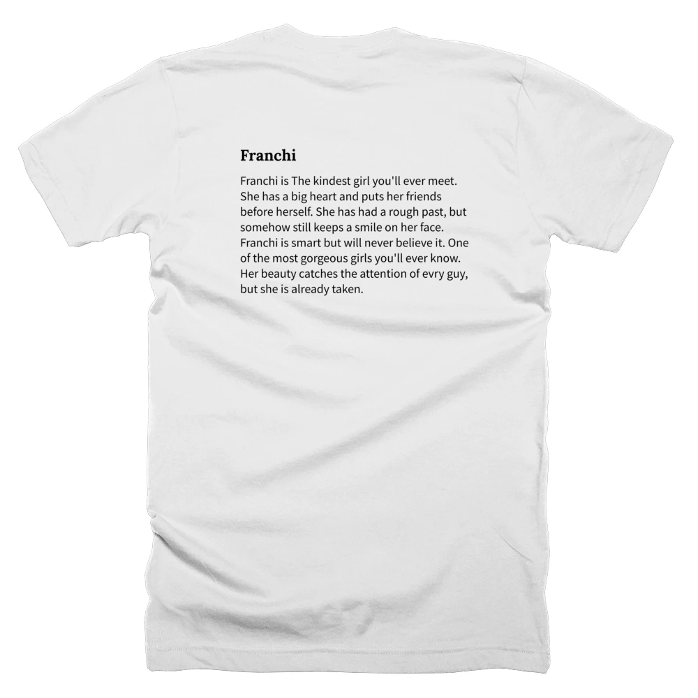 T-shirt with a definition of 'Franchi' printed on the back
