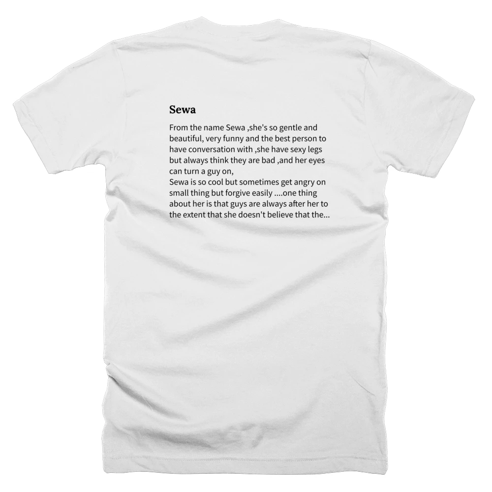 T-shirt with a definition of 'Sewa' printed on the back
