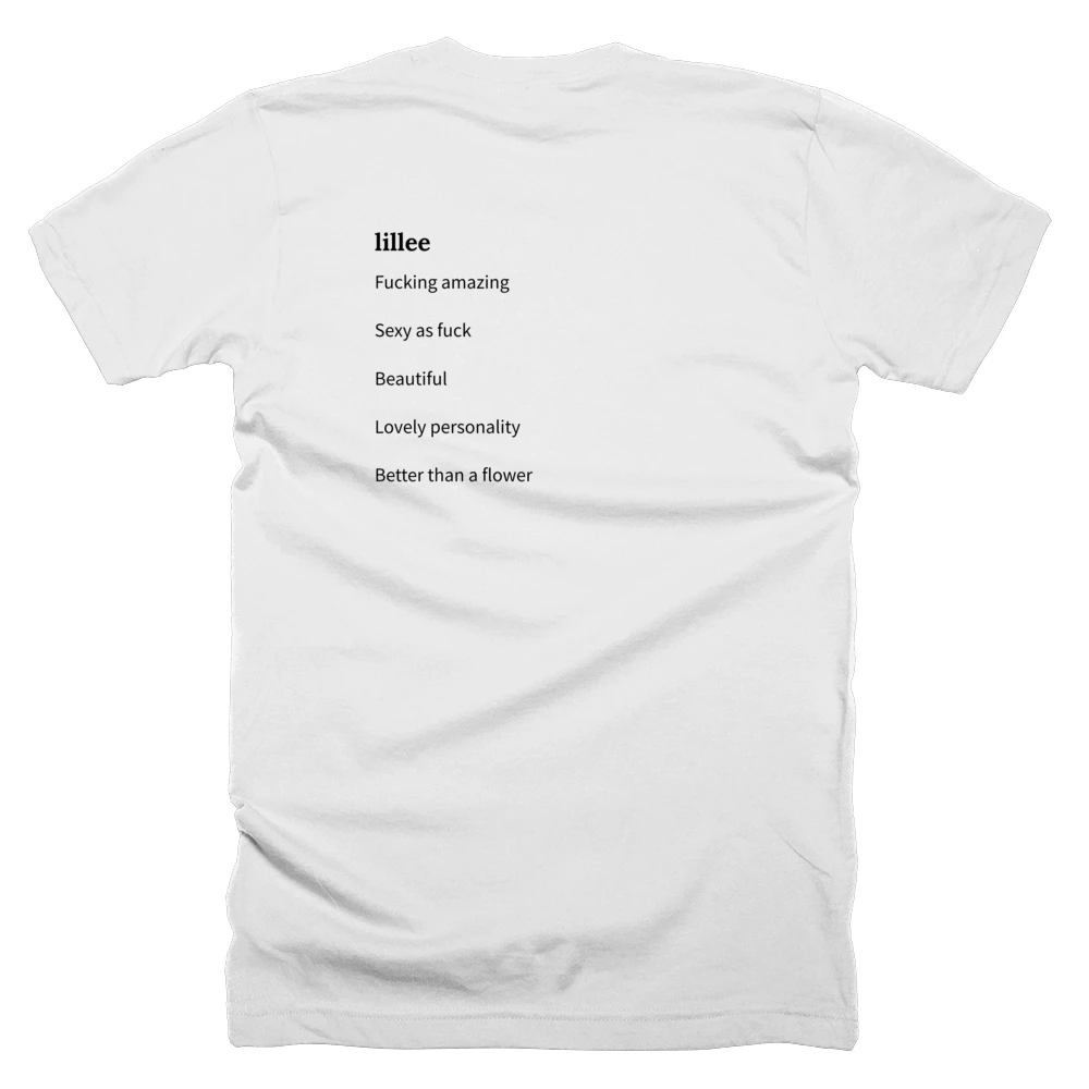 T-shirt with a definition of 'lillee' printed on the back