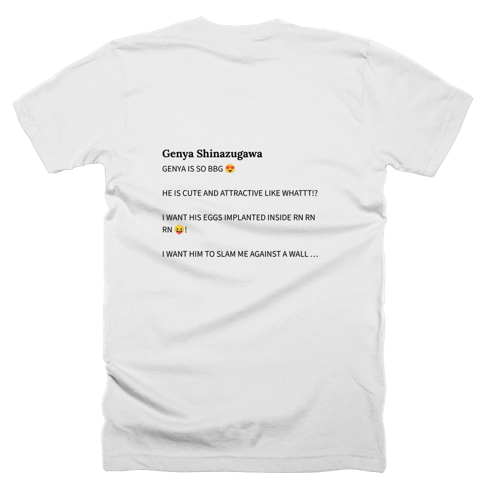 T-shirt with a definition of 'Genya Shinazugawa' printed on the back