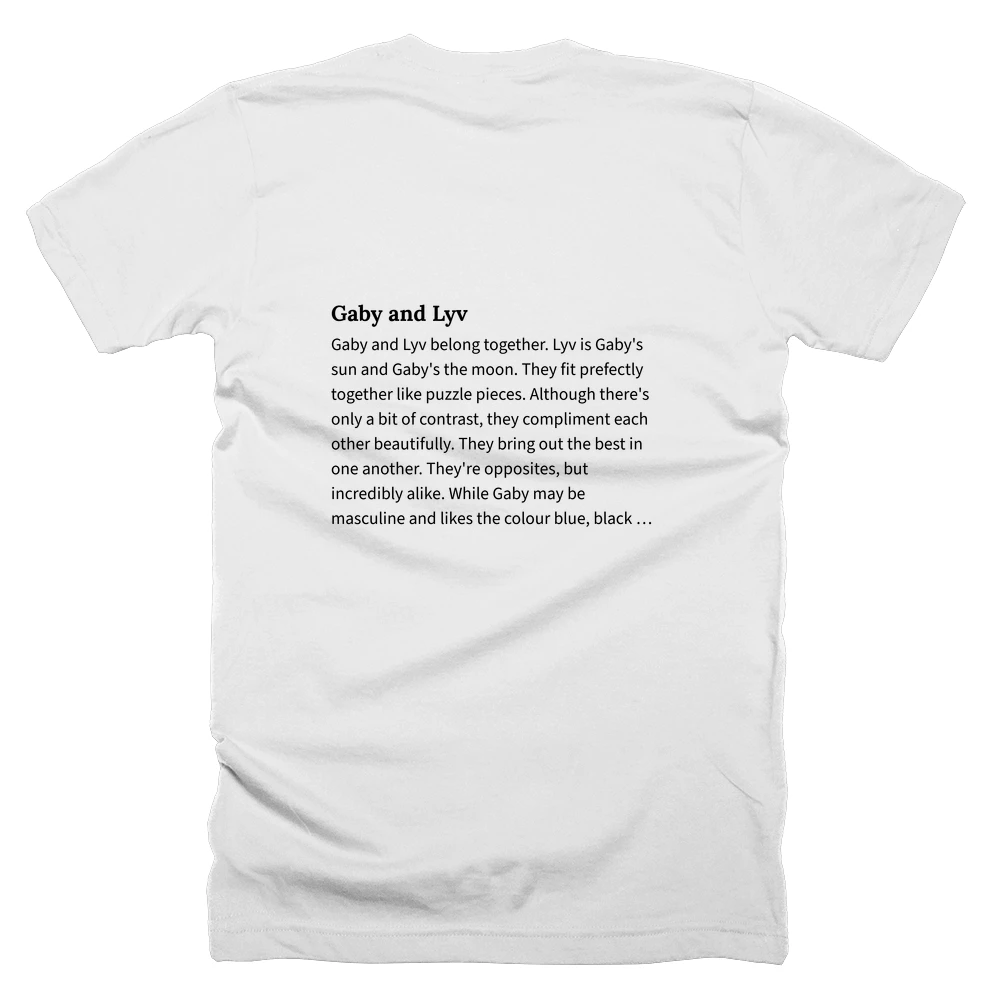 T-shirt with a definition of 'Gaby and Lyv' printed on the back