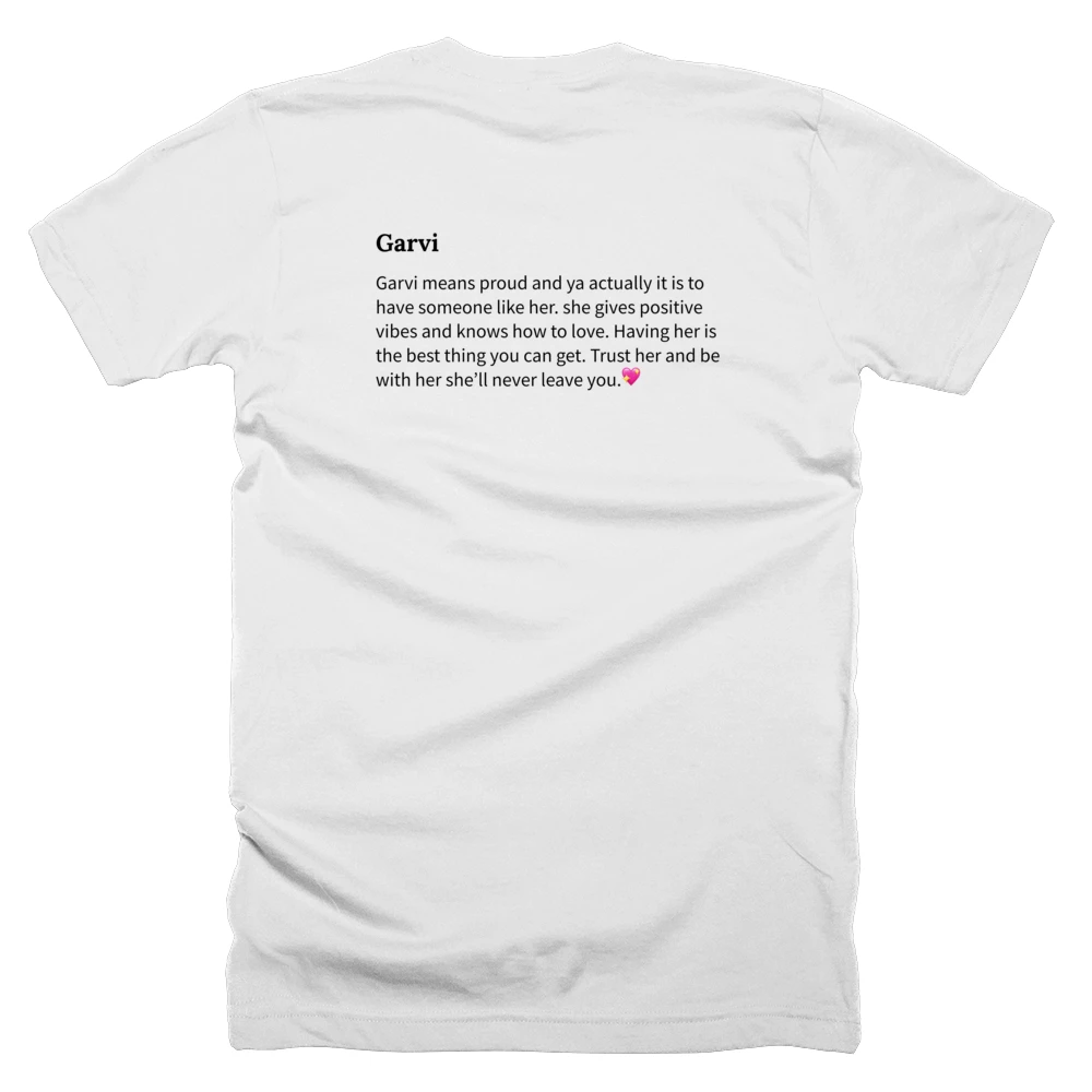 T-shirt with a definition of 'Garvi' printed on the back