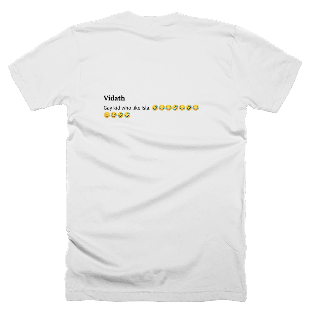 T-shirt with a definition of 'Vidath' printed on the back