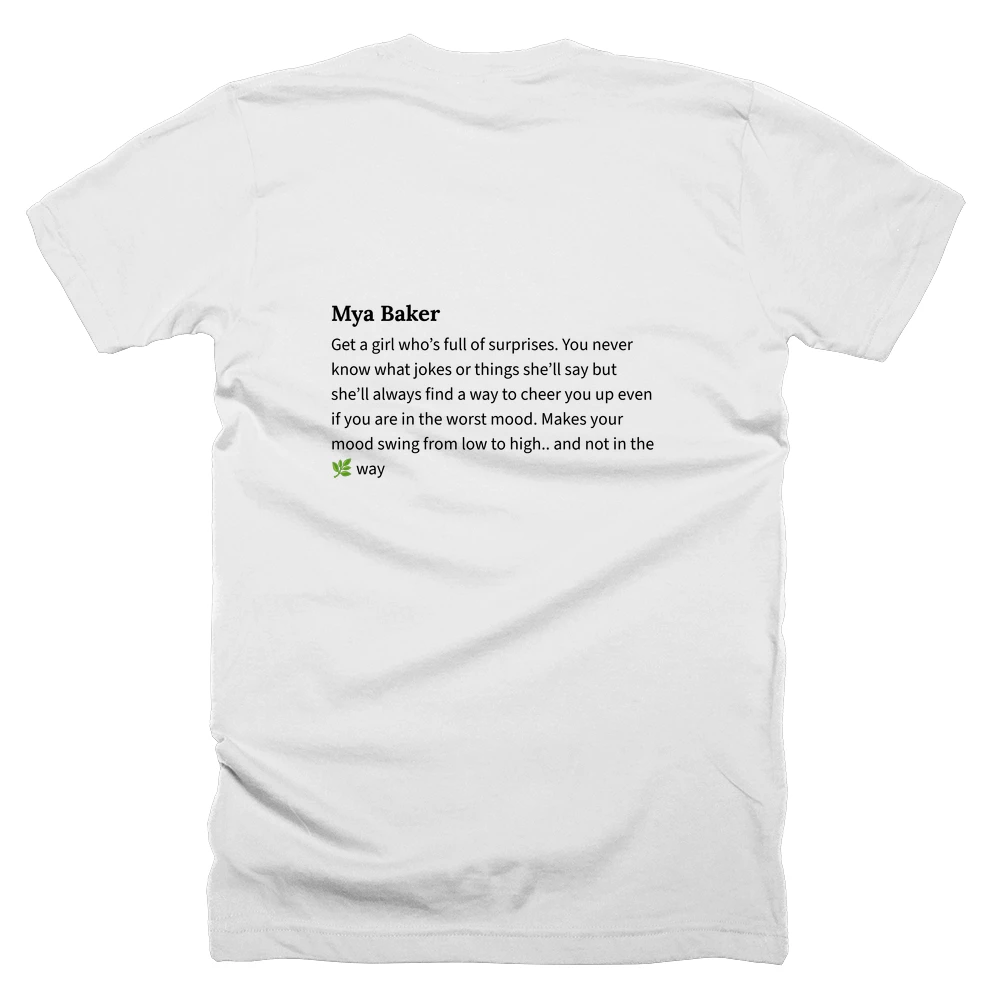 T-shirt with a definition of 'Mya Baker' printed on the back