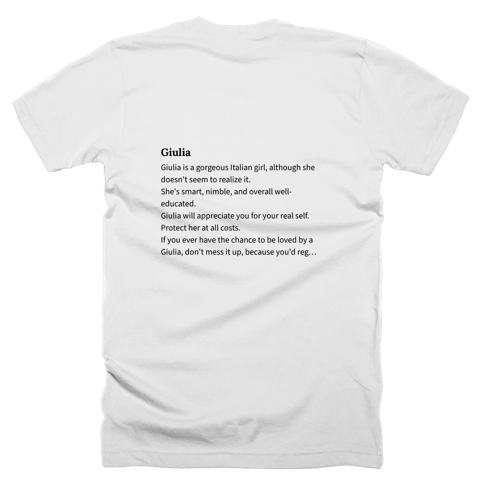 T-shirt with a definition of 'Giulia' printed on the back