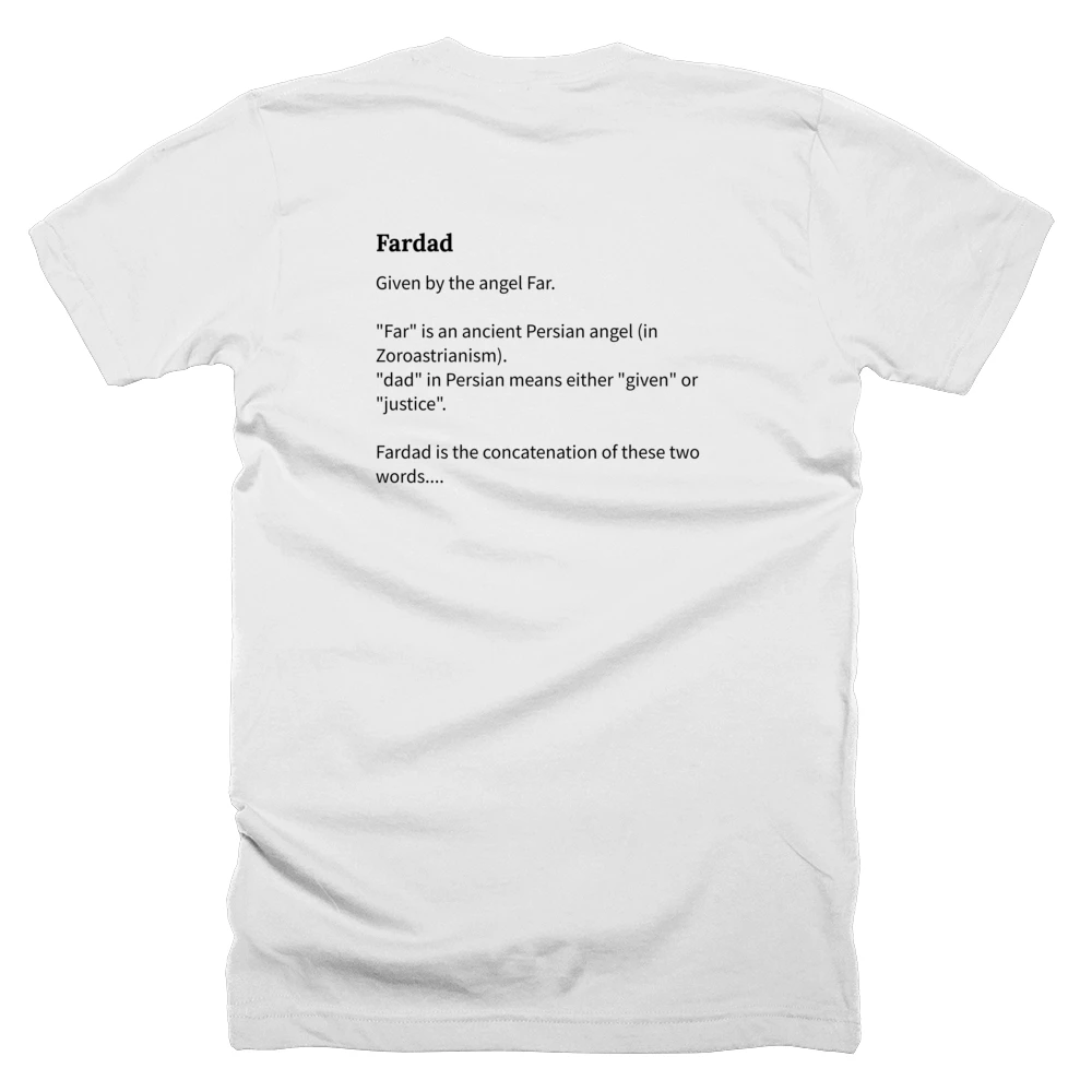 T-shirt with a definition of 'Fardad' printed on the back