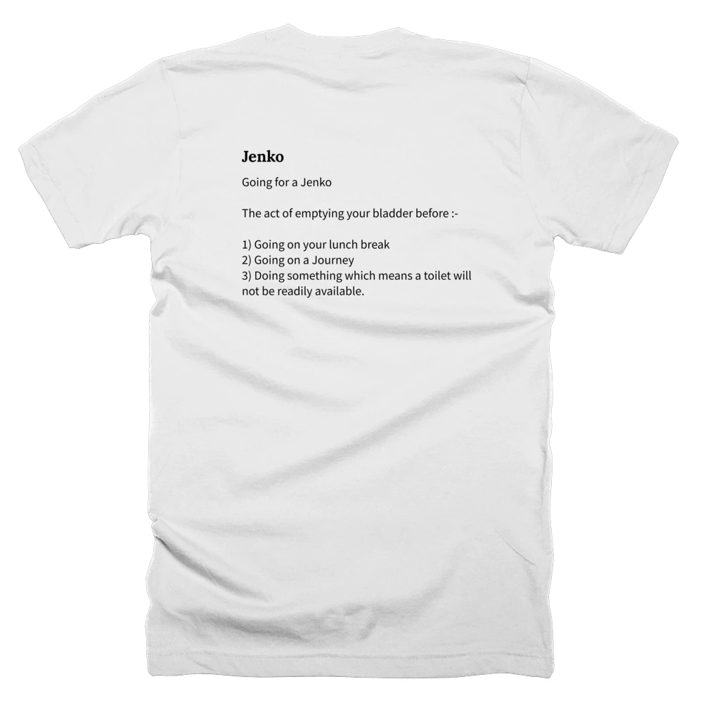 T-shirt with a definition of 'Jenko' printed on the back