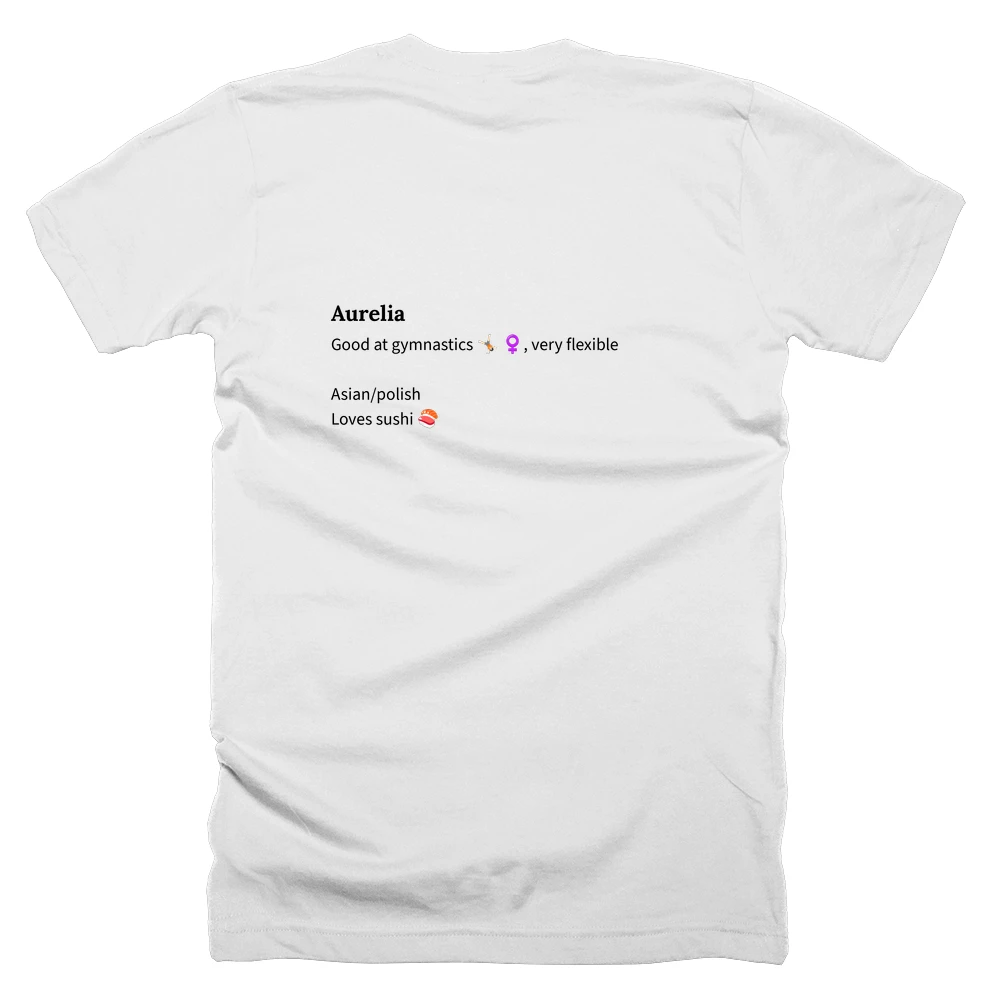 T-shirt with a definition of 'Aurelia' printed on the back