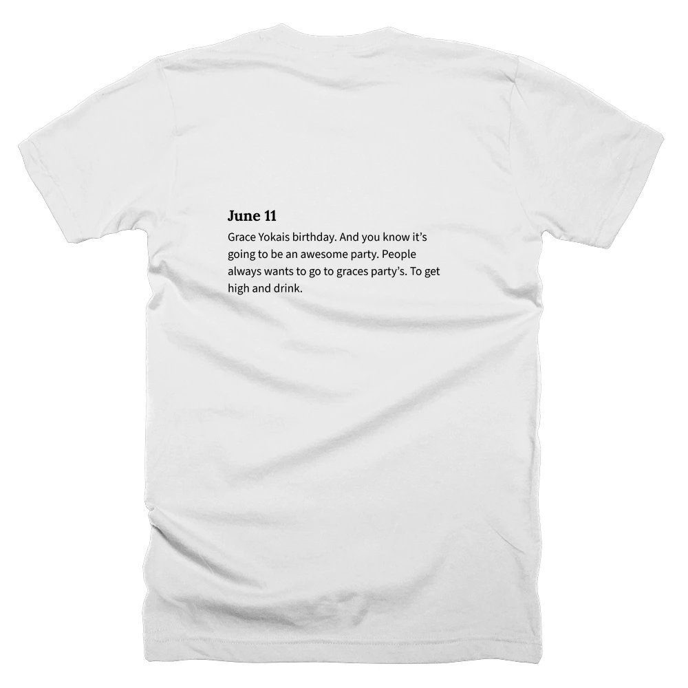 T-shirt with a definition of 'June 11' printed on the back