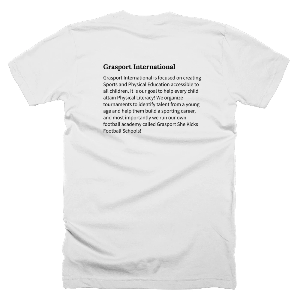 T-shirt with a definition of 'Grasport International' printed on the back