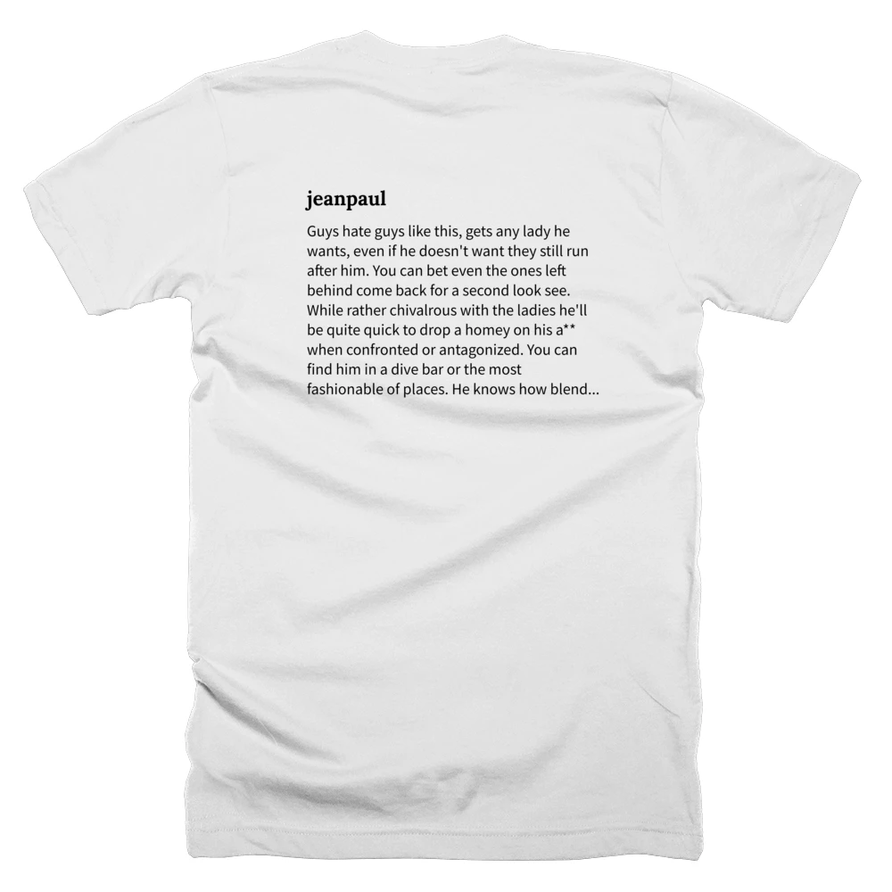T-shirt with a definition of 'jeanpaul' printed on the back